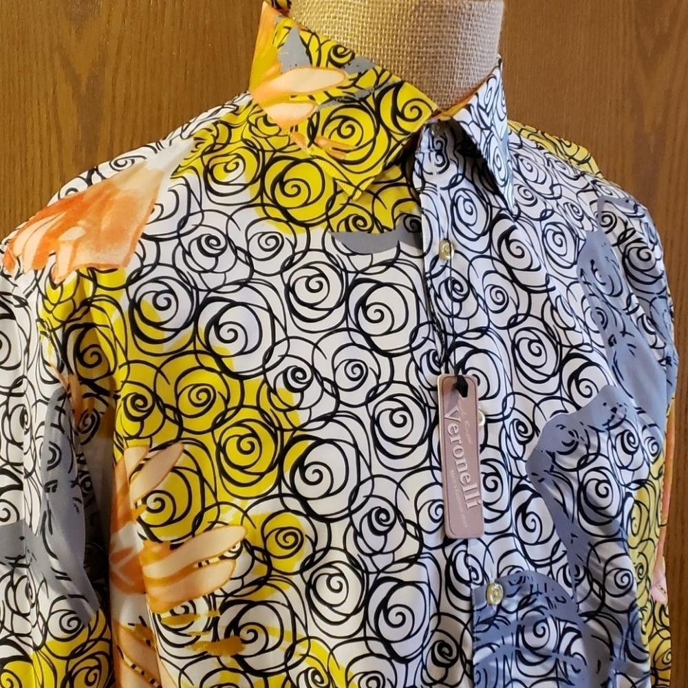 Karl knox veronelli long sleeve floral orange grey